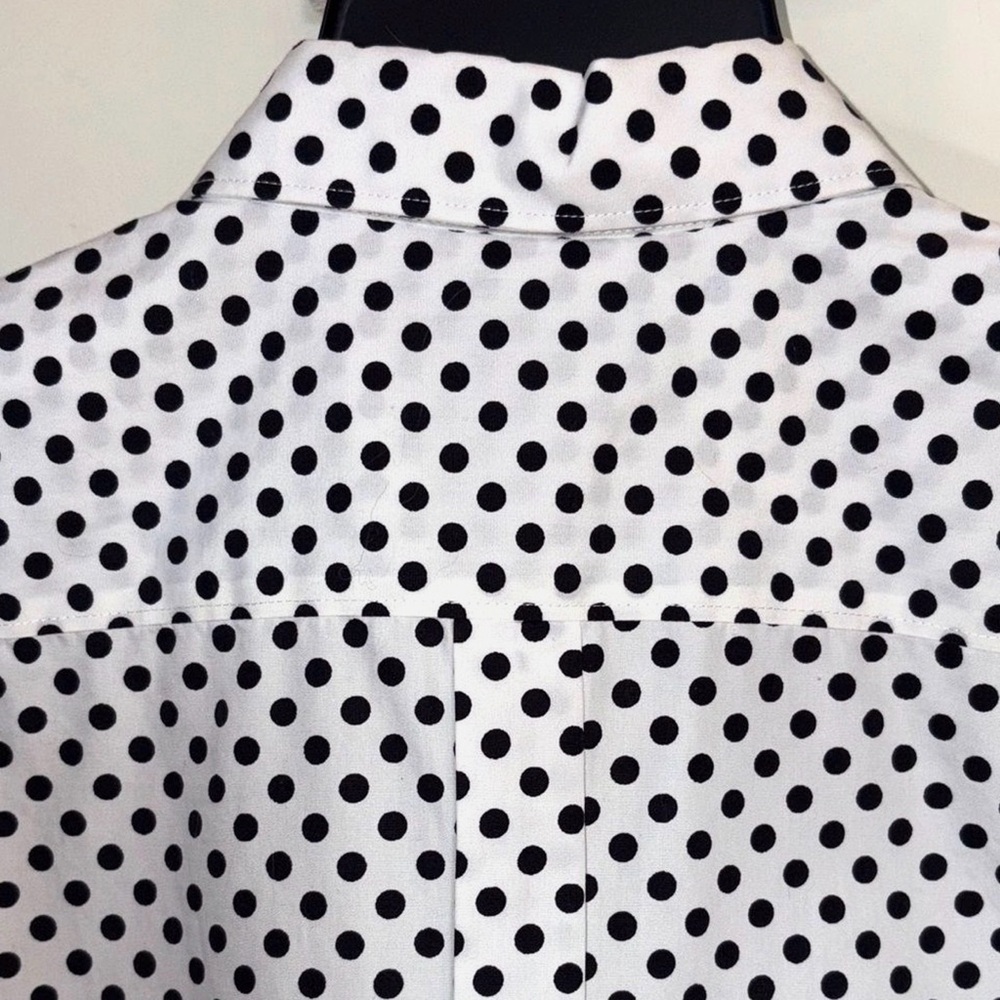 Lands’ End 18 Petite Sleeveless Button Front Blouse Black White Polka Dot - Picture 5 of 9